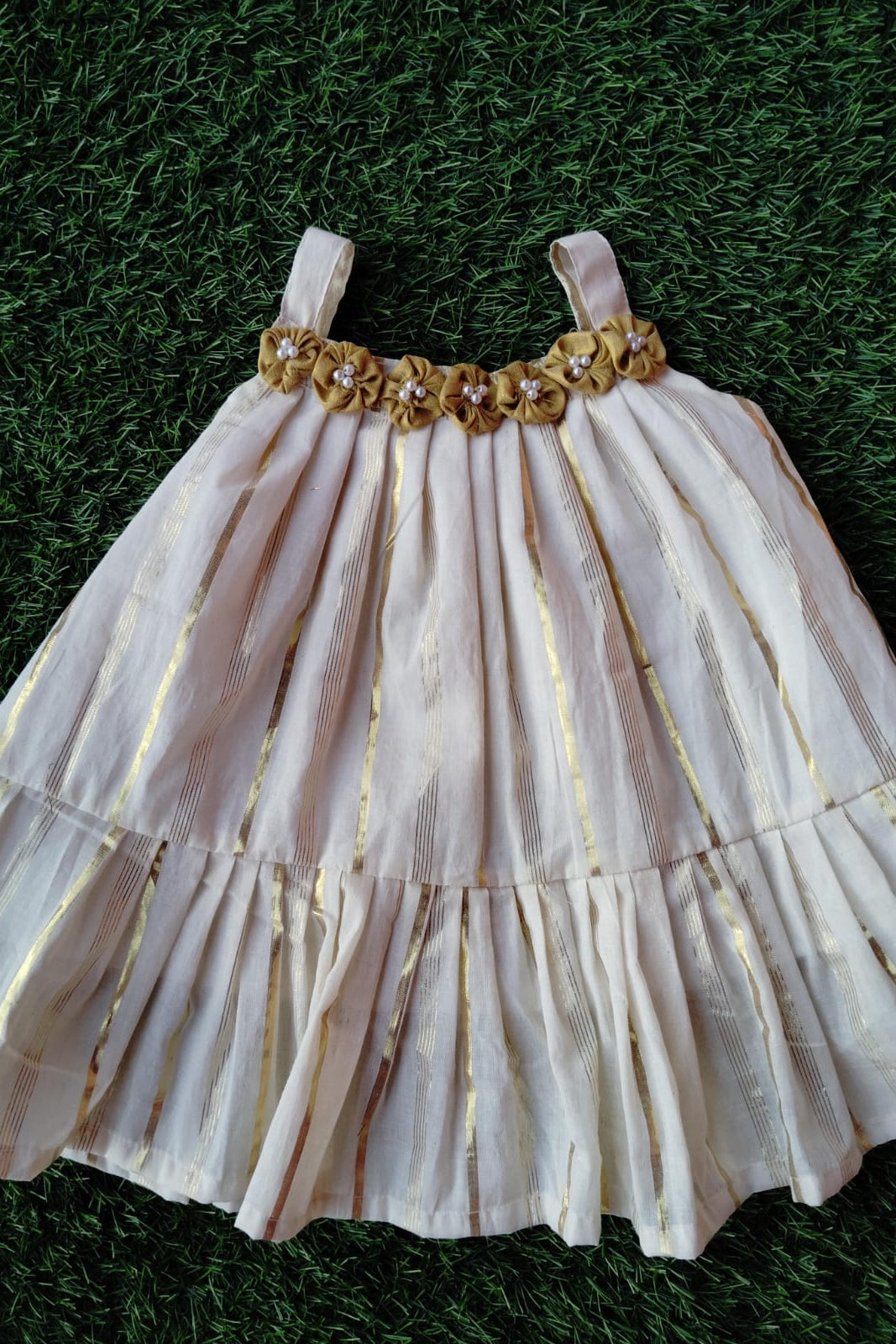 Golden Petals Tiered Frock - KBGF016