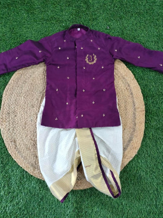 Letter Embroidery Kurta and Dhoti Pants - KBBHKC001