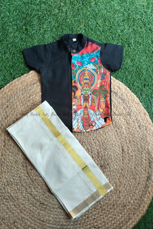 Kathakali Print Shirt & Mundu - KBBSA001