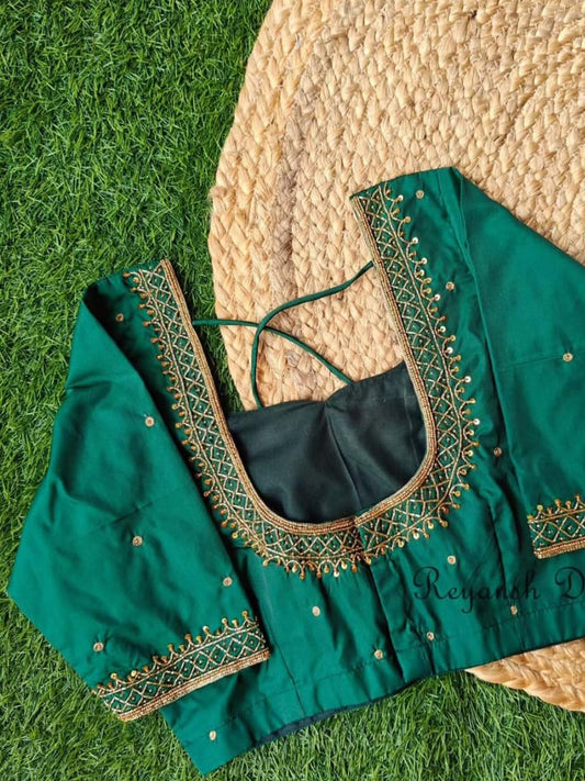 Green Handwork Bridal Blouse - RDWBG001