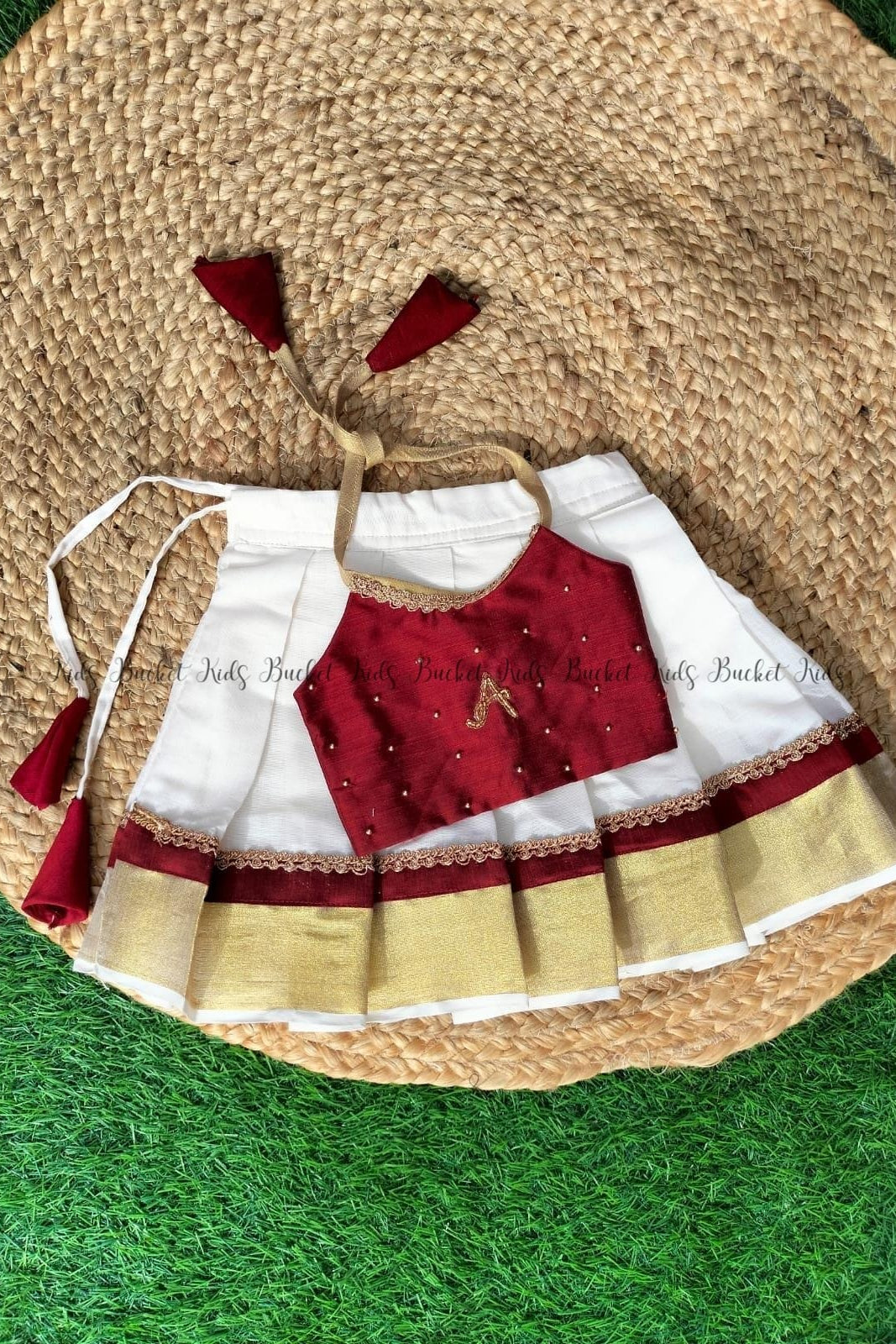 Aarna Maroon Kasavu Pavadai Set - KBGMP018