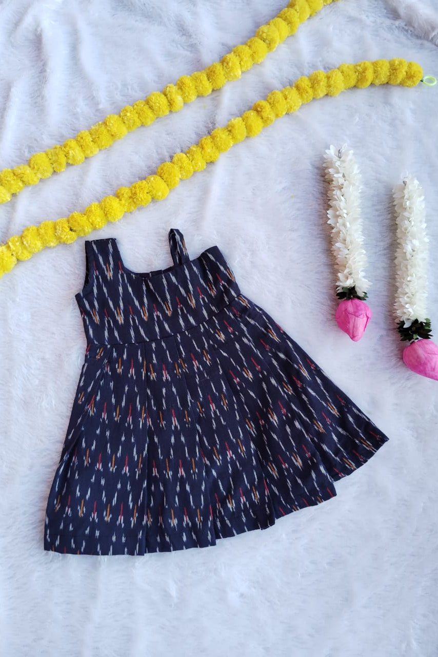 Ikat blurred Print Frock - KBGIF013