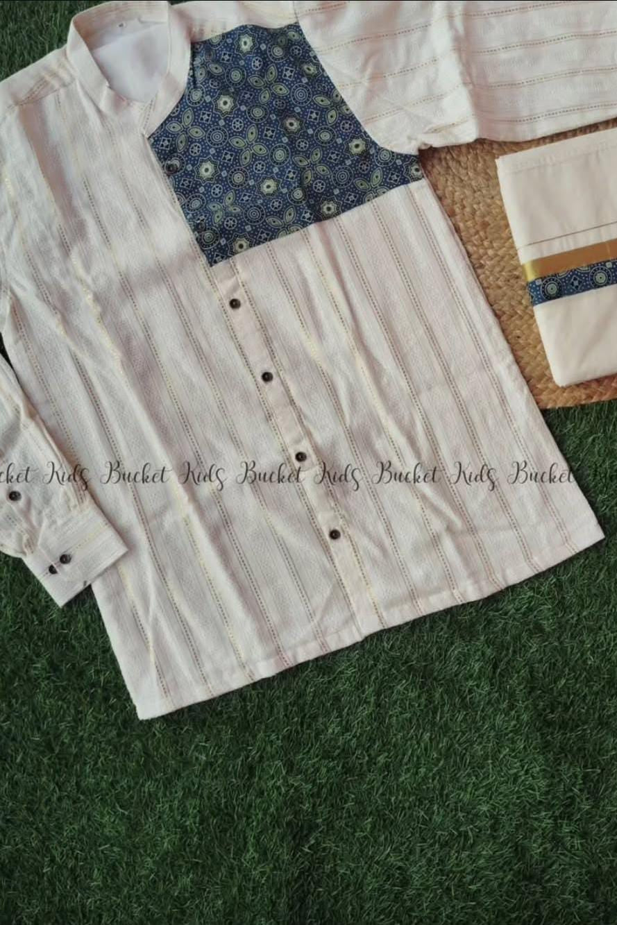 Neel Ajrakh Mix Shirt & Dhoti - KBSATC007