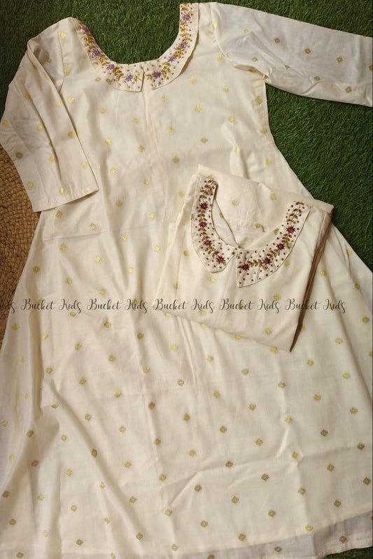 Polka Print  Peter Pan Colar Kurti  - RDHC005