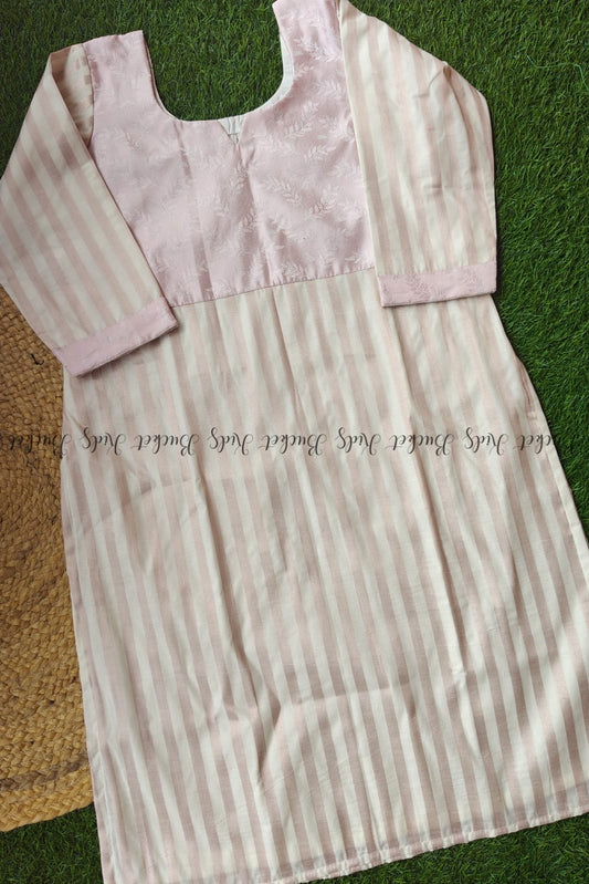 Rose Gold Brocade Patch Work Kurti - RDHC004