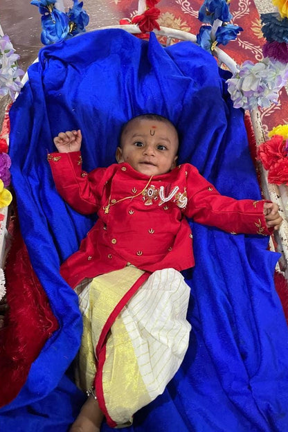 Lord Venkateshwara Themed Kurtha & Dhoti Sets-KBBHK012