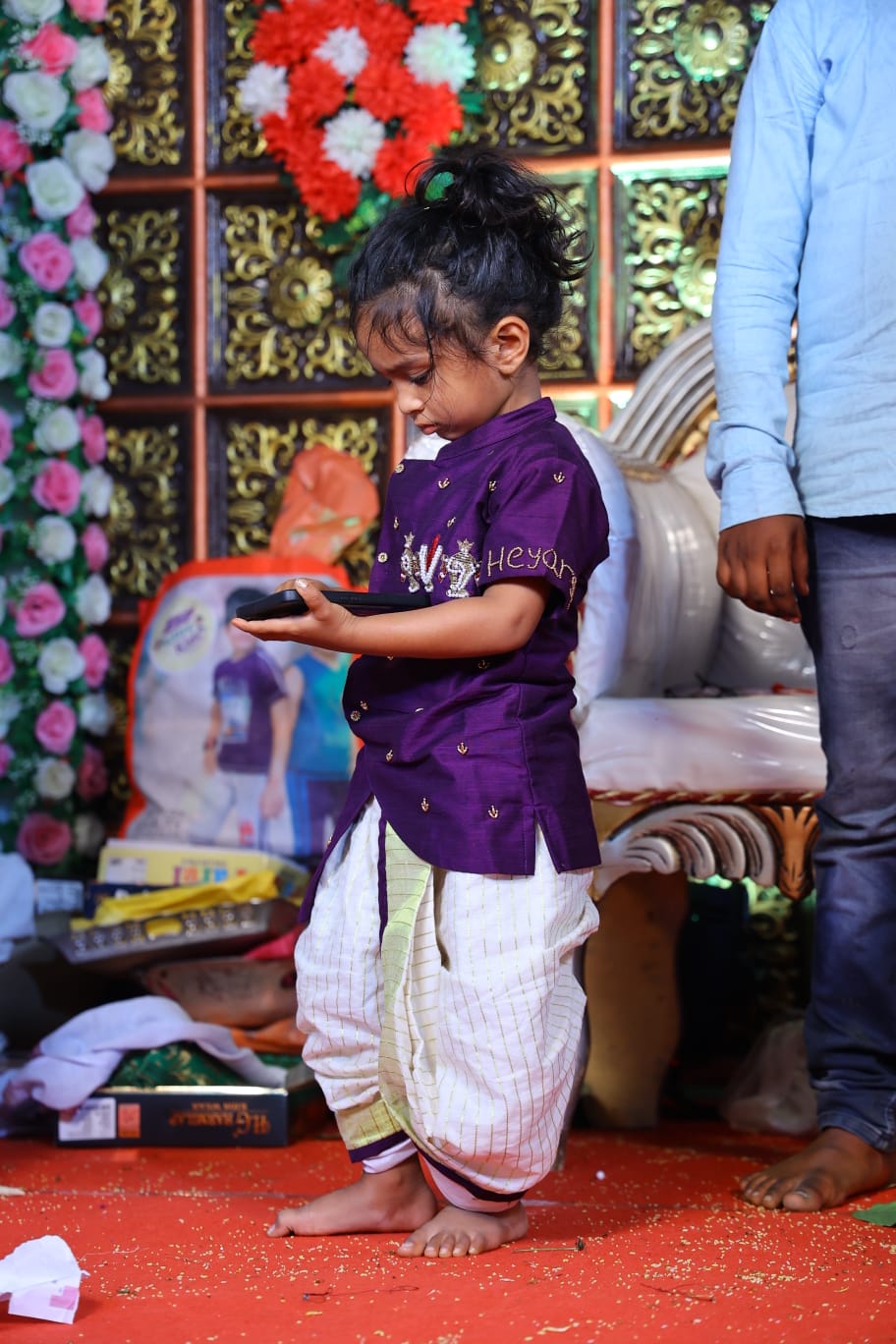 Lord Venkateshwara Themed Kurtha & Dhoti Sets-KBBHK012