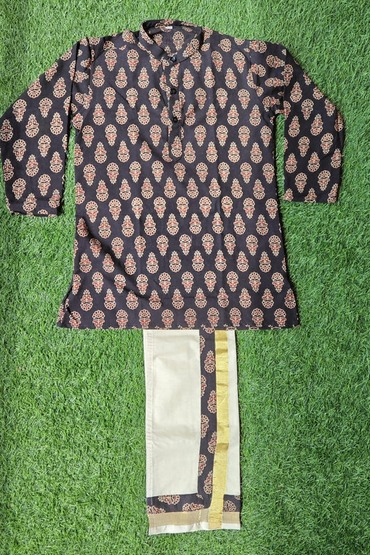 Ajrak Print Kurta and Vesti - KBBAK001