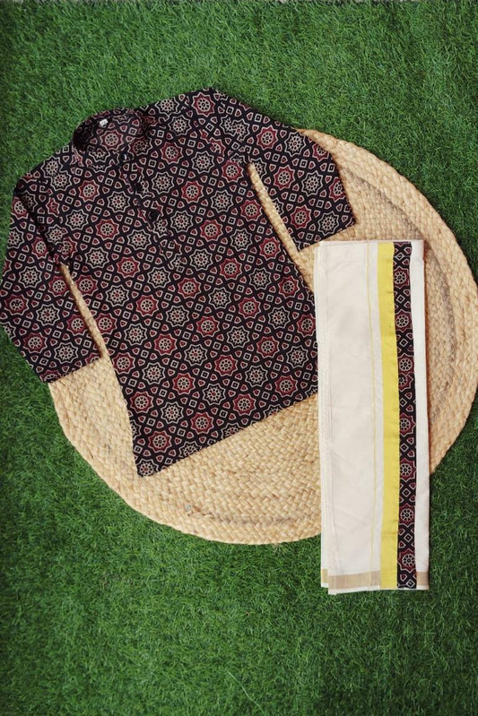Ajrak Print Kurta and Vesti - KBBAK001