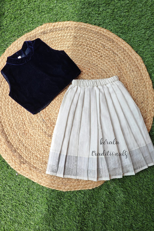 Haltre Neck Top & Golden Stripes Skirt - KBGPG015