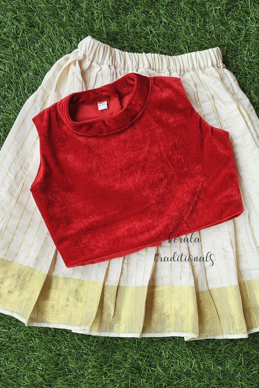 Haltre Neck Top & Golden Stripes Skirt - KBGPG015