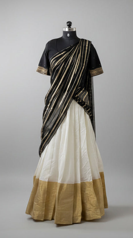 Kerala Kasavu Half Saree - RDHS002