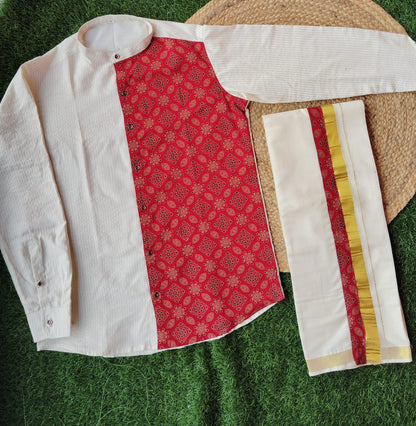 Stripes with Ajrak Mix Shirt and Mundu - KBSATC007