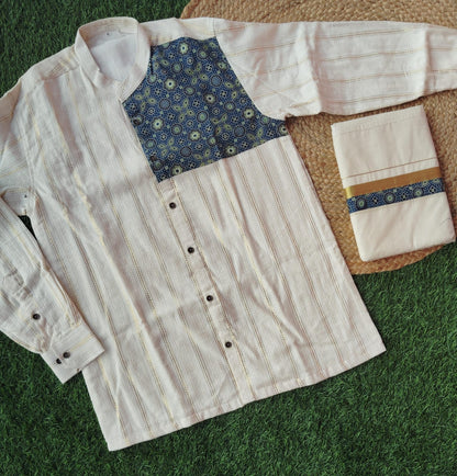 Stripes with Ajrak Mix Shirt and Mundu - KBSATC007