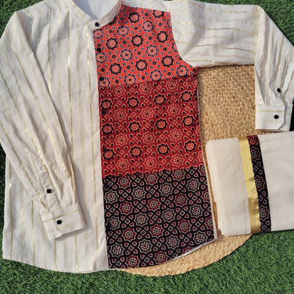 Stripes with Ajrak Mix Shirt and Mundu - KBSATC007