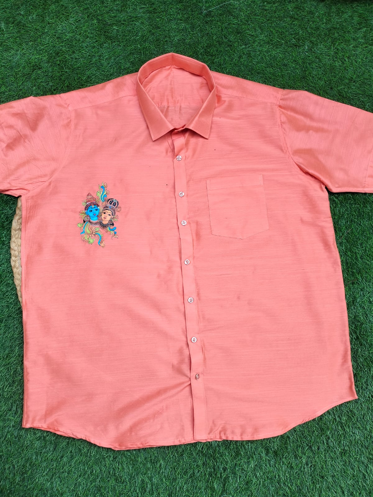 Colorful Radha-Krishna embroidery motif -KBBKDS003