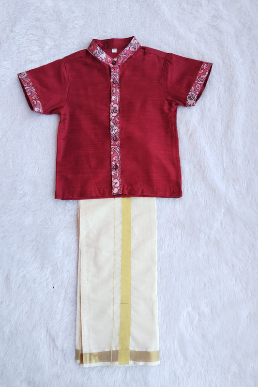 Kerala Kids Floral Mundu Set - KBBCS0019