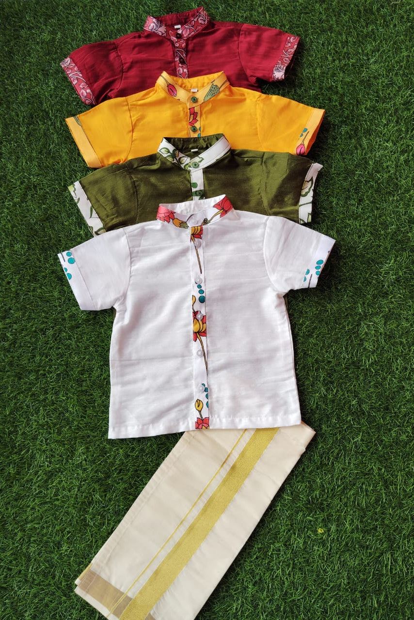Kerala Kids Floral Mundu Set - KBBCS0019