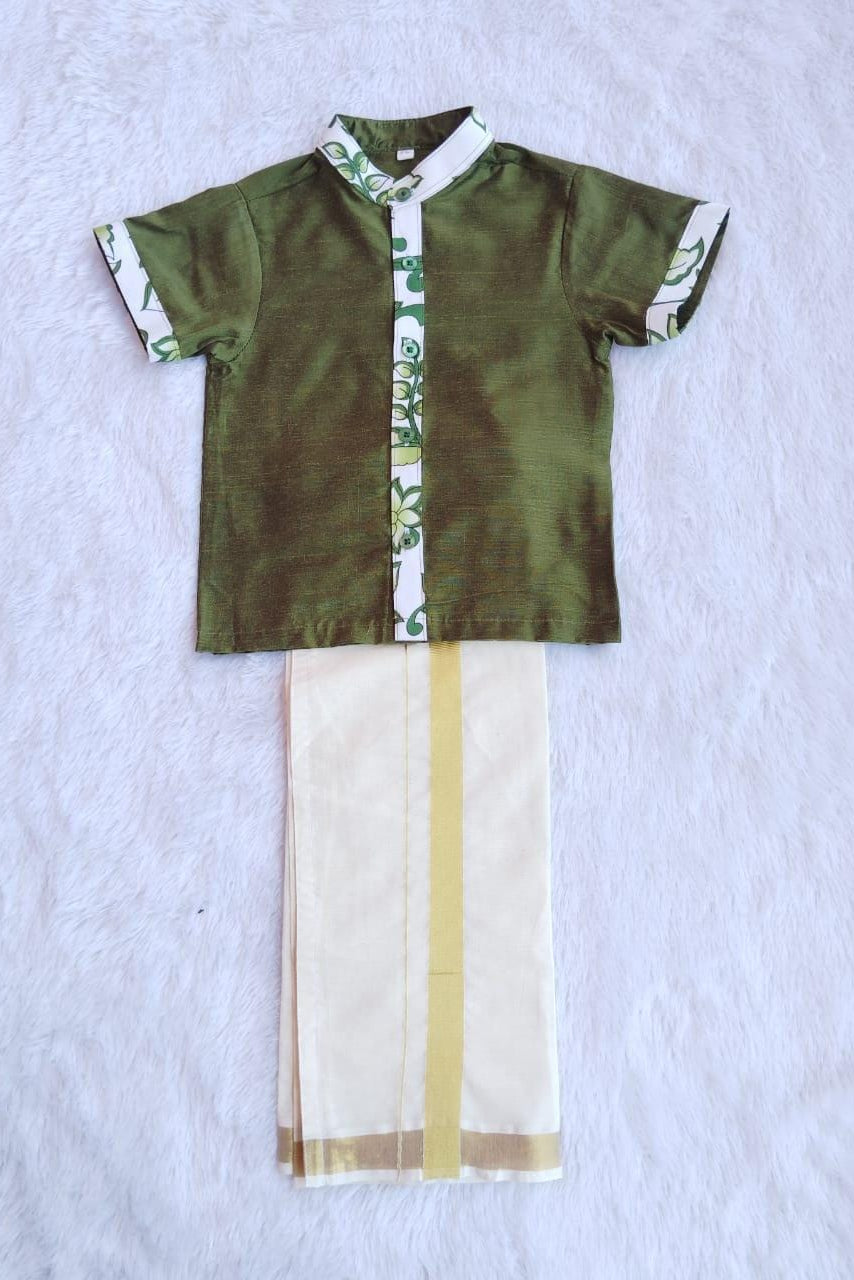 Kerala Kids Floral Mundu Set - KBBCS0019