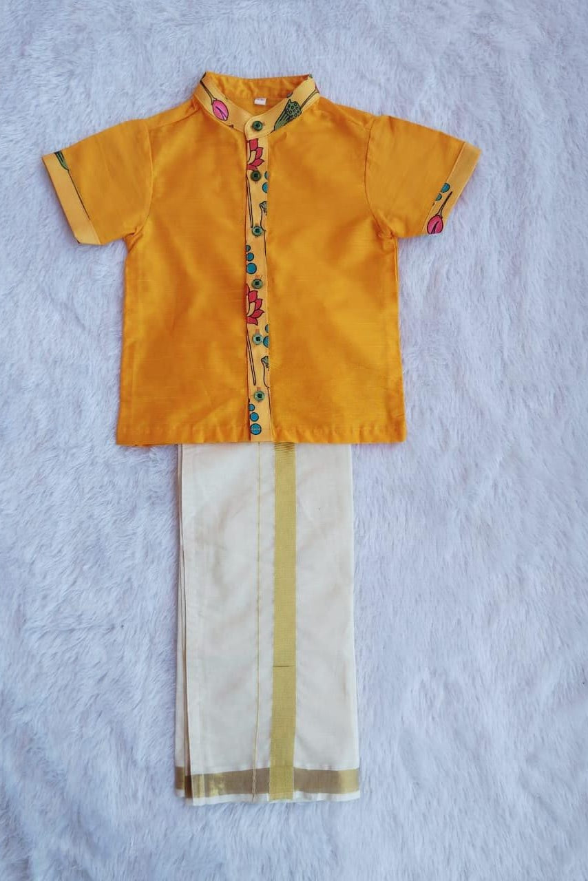 Kerala Kids Floral Mundu Set - KBBCS0019