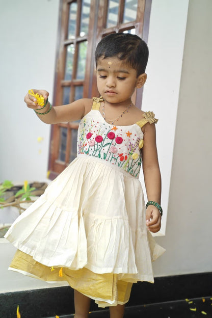 Little Floral Handloom Frock - KBGF009