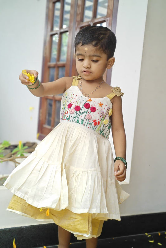 Little Floral Handloom Frock - KBGF009