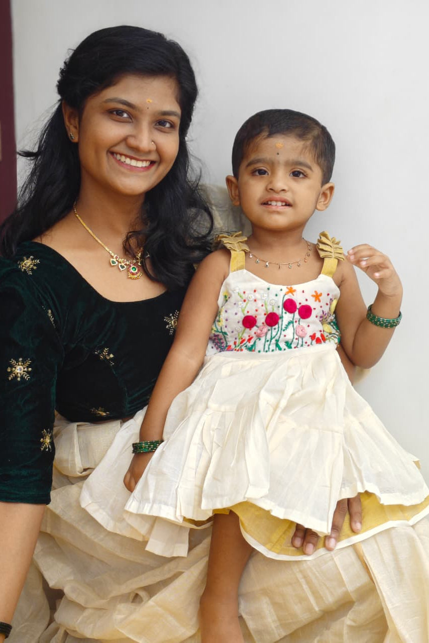 Little Floral Handloom Frock - KBGF009