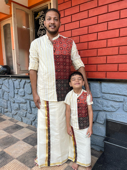 Ajrak 3 pattern Mix Family Combo  - KBSATC007