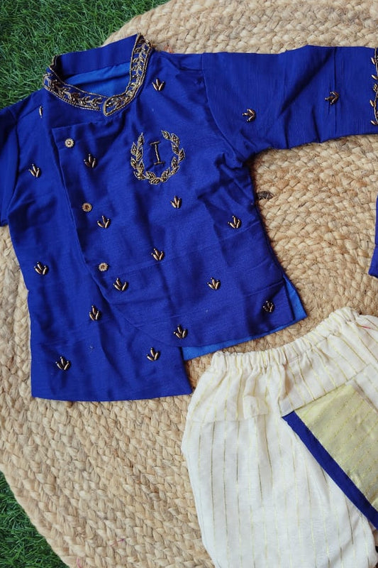 Letter Work Kurtha and Dhoti Set (Design 1) - KBBLHK031