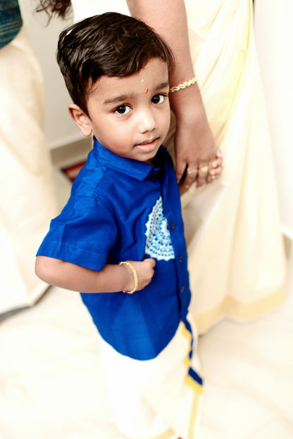 Mandala Print Shirt and Velcro Dhothi - KBBPS004