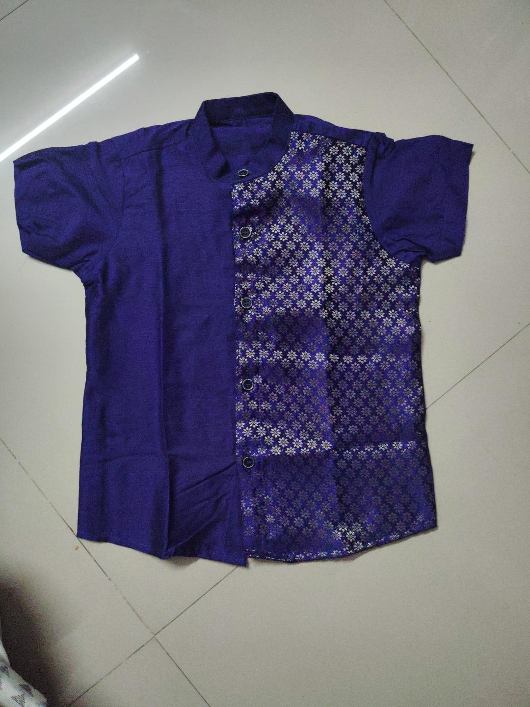 Brocade Mix Shirt & Vesti Set - KBBBS002