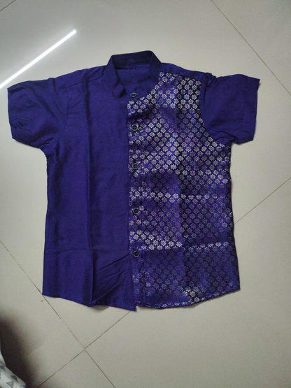 Brocade Mix Shirt & Vesti Set - KBBBS002