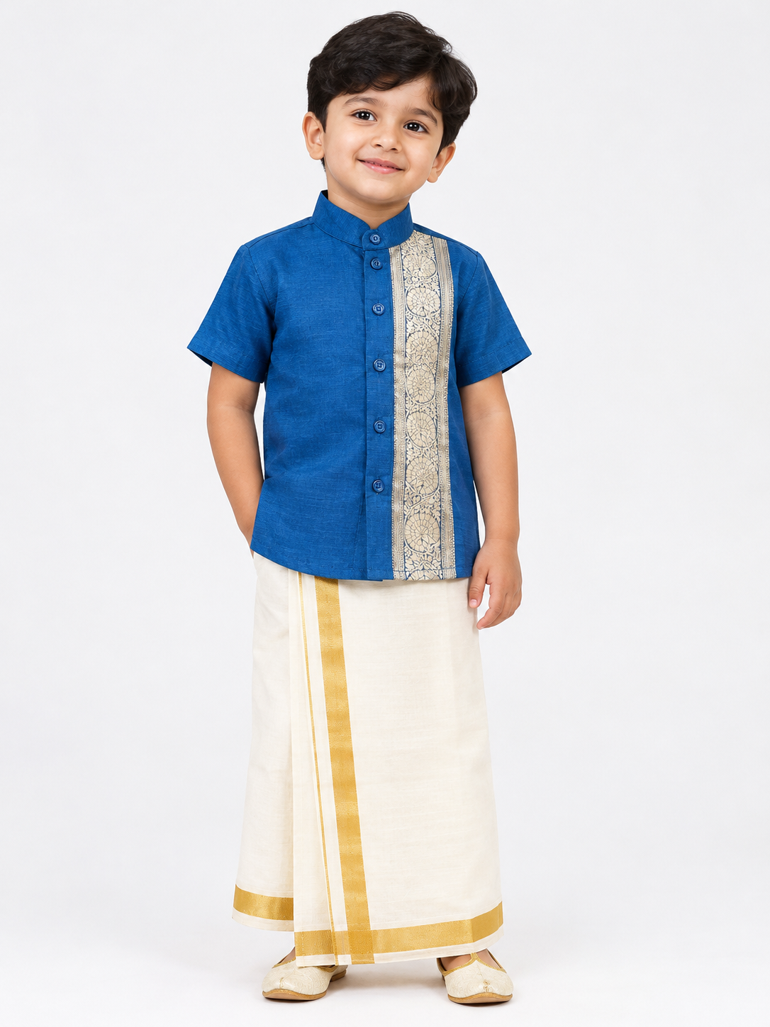 Brocade Mix Shirt & Vesti Set -  RD