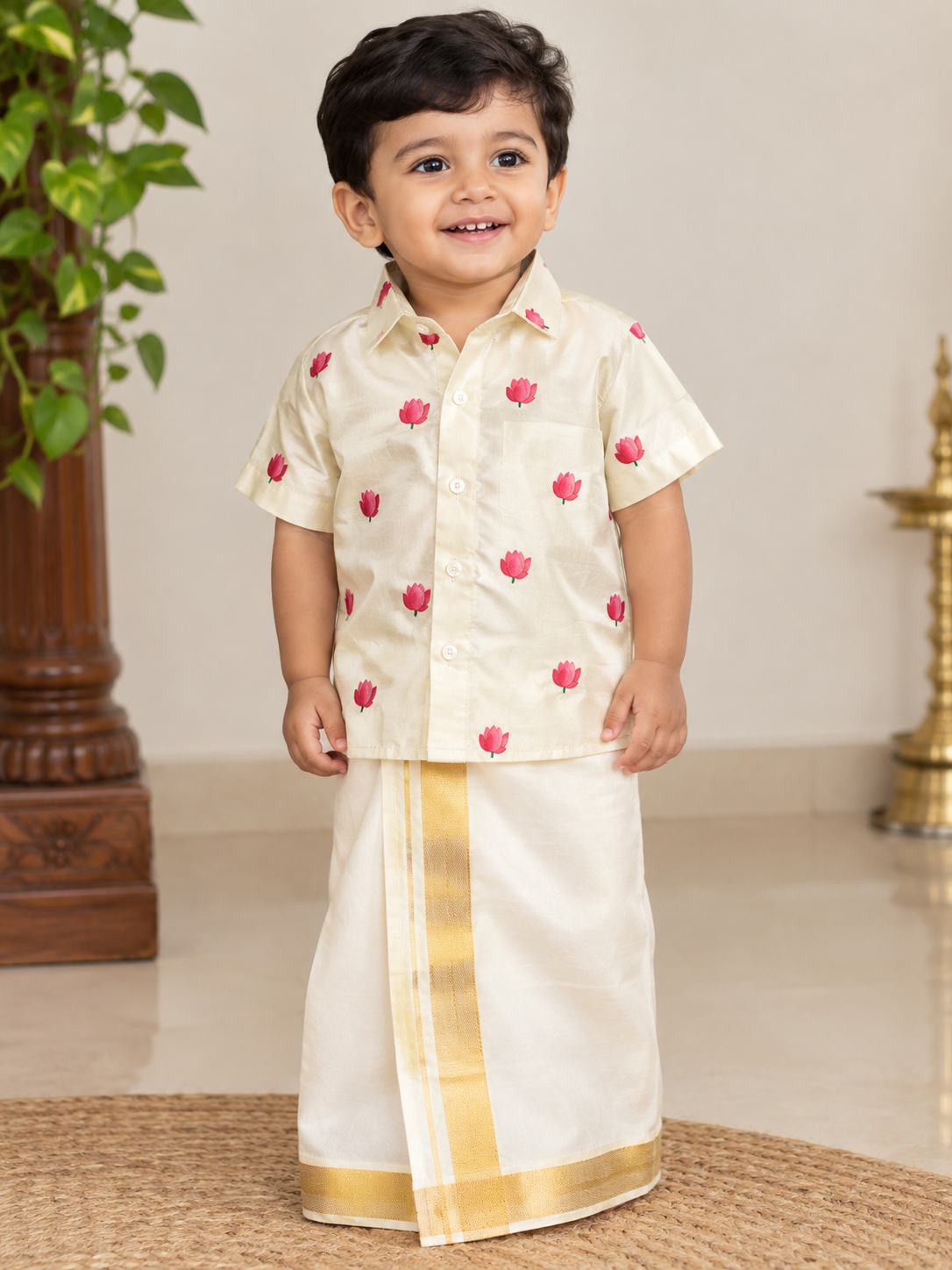 Lotus  Print shirt & dhoti -RD