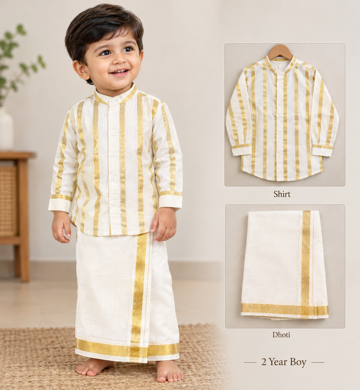 Cotton  Strip Shirt with Dhoti -RD