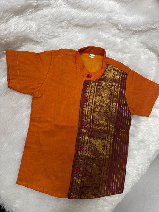 Brocade Mix Shirt & Vesti Set -  RD