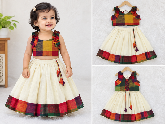 Madras Kattam Skirt and Top (Without Scallop) RD