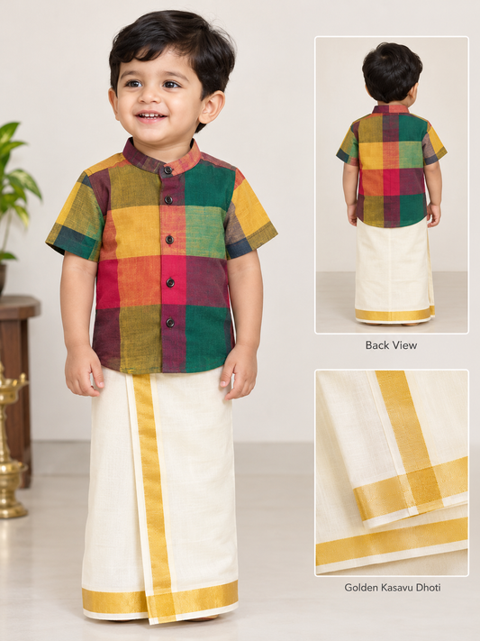 Madras check shirt and dhoti - Design 4- KBBS100-4