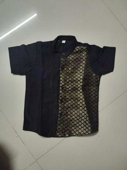 Brocade Mix Shirt & Vesti Set - KBBBS002